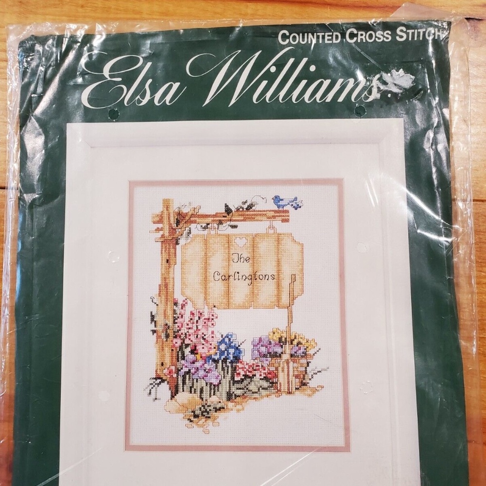 Sealed Elsa Williams The Sign Post PERSONALIZABLE Cross Stitch sampler 8"x10"